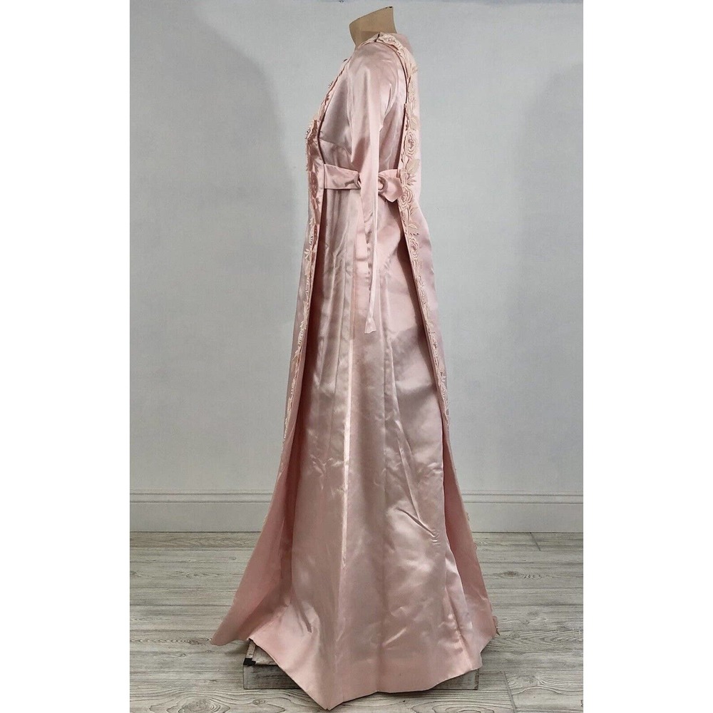 Vintage 1950’s/ 60’s Asian Inspired Pink Satin Gown ~ Seamstress Made /b